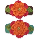 Vanity Hair Crochet Hair Clips Set - 2 Tone Flower - Turq, Brown
