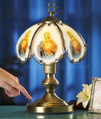 Antique Touch Table Lamp W/ W/ Sacred Mary Design by Collections Etc