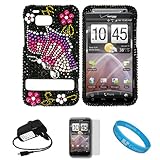 Full Diamond Black Case with Rainbow Butterfly Design Rhinestone Diamante P ....