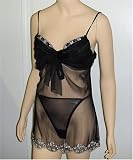 MOVIE STAR BLACK SHEER MESH SEXY BABYDOLL LARGE