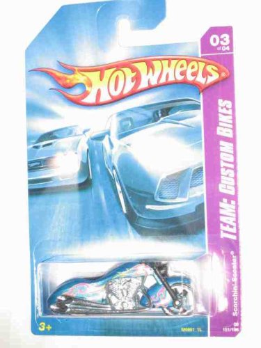 Custom Bikes #3 Scorchin Scooter Light Blue Blue Chrome Engine #2008-151 Collectible Collector Car Mattel Hot Wheels