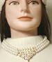 Three Strand Ivory Pearl with Gold and Crystals Necklace and Earrings for Women and Teens