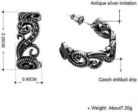 Vikis Fashion Women's Jewelry Black Stud Earrings with Enamel Hollow Wave Design