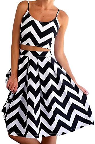 PromMe Two Pieces Black And White Strips Midi Dress Size X-Large US White Stripes
