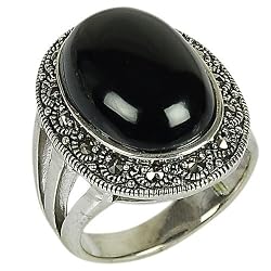 Sterling Silver Indian Ring Black Onyx Gemstone Jewelry US Size 6 1/2
