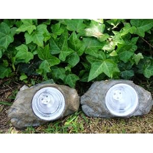 2 Small Outdoor Smart Solar Rock Spot Light with 3 LED by H-MSHOP