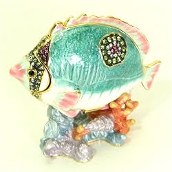 Tropical Fish Gift Jewelry Box Pendant W/ Swarovski Crs