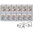 Rosary Display - Includes 12 Rosaries and Keepsake Gift Boxes (6-Boy and 6-Girl) - 20" Gold-Plated Chain 4mm Oval Plastic Pearl Beads *Imported From Italy*