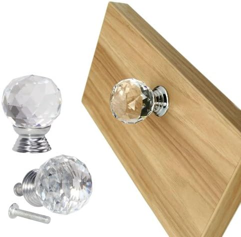 TSSS 10pcs 40mm Crystal Glass Diamond Shape Cabinet Knob Cupboard Drawer Pull Handle