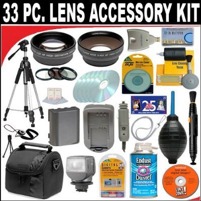 33 PC ULTIMATE MONSTER SUPER SAVINGS DELUXE DB ROTH ACCESSORY KIT, INCLUDES LENSES, FILTERS, VIDEO LIGHT, ACCESSORIES AND MUCH MORE! For The Canon Elura 100, Optura S1 Mini DV Camcorders