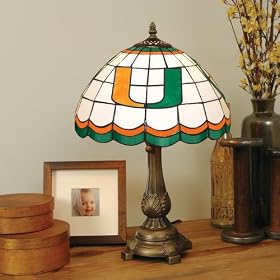 19" NCAA Miami Hurricanes Logo Tiffany Style Table Lamp