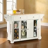 Crosley Alexandria Natural Wood Top Kitchen Island in White