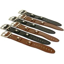 6 Wide Leather Cuff Wrist Watch Black & Brown Bands