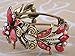 Alilang Womens Antique Golden Tone Red Rhinestone Floral Lily Poinsettia Flower Bangle Cuff Bracelet