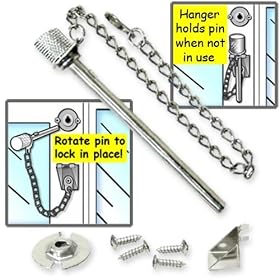 Window Guard Pin Lock Set for Sliding Doors and Windows - Extra-Long 3-1/2" Pin