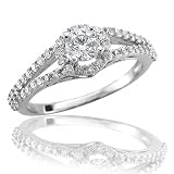 14k White Gold Diamond Anniversary Wedding Ring / Band Size 7 (HI, SI-I, 0.80 carat)