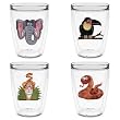 Jungle Friends 16 oz Insulated Beverage Tumblers Set, Clear (4 designs)