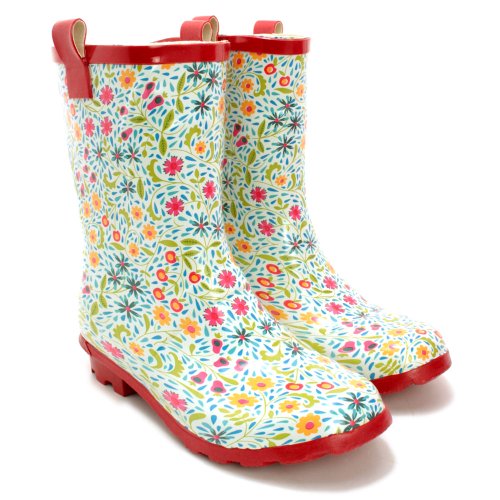 51oxBIrh5ZL Stiefel Fest STIEFELETTEN Gummistiefel, Damen, Blumen, Größe 38