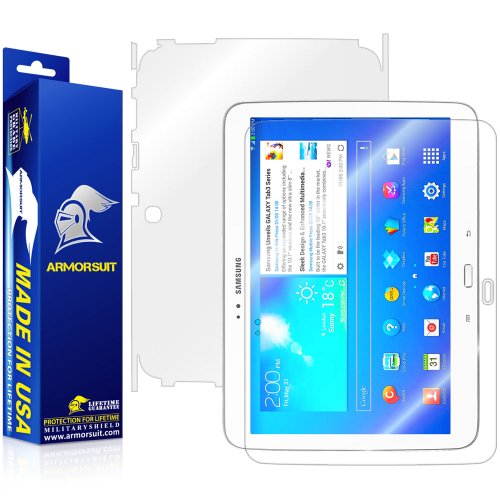 ArmorSuit MilitaryShield - Samsung Galaxy Tab 3 10.1 Tablet Screen Protector + Full Body Skin Protector / Front + Back Anti-Bubble Ultra HD - Extreme Clarity & Touch Responsive Shield with Lifetime Replacement Warranty