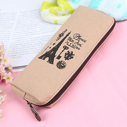 Hot Retro Canvas Pencil Pen Case Cosmetic Makeup Coin Pouch Zipper Bag Purse