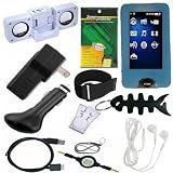 Premium Sony Walkman Accessories Combo Bundle Pack: Blue Silicone Skin Case , USB 2in1 Data Sync Cable, USB Car Charger, USB Wall / Travel / AC Adapter Charger, Portable Foldable Speaker Dock, Adjustable Armband, Belt Clip, Lanyard, Screen Protector, 3.5mm~3.5mm Retractable Audio cable, 3.5mm White In-Ear Stereo Headset, Fishbone style Keychain for the Sony Walkman X Series (NWZ-X1050 / NWZ-X1051 / NWZ-X1060 / NWZ-X1061) Series MP3 Players