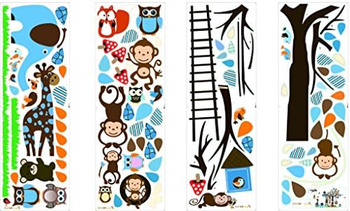 In The Jungle Wildlife Animal Stickers 3D Diy Wall Decals Children Bedroom Decor With Owls Monkey Giraffe Elephant
