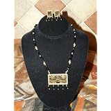 Onyx Beads Gold Plated Traditional Ethnic Thewa Necklace Earring Set