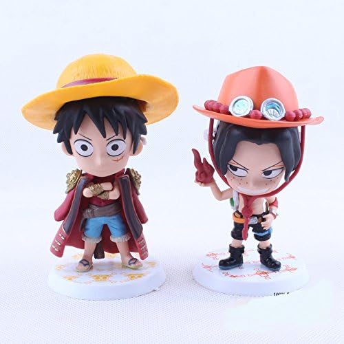 Anime One Piece Monkey D Luffy + Portgas D Ace Q version PVC Action Figure Model Toys Dolls 4.5" 11cm 2pcs/set OPFG296