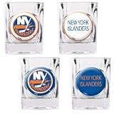 Sports NHL ISLANDERS 4pc Square Shot Glass Set (Individual Logos)/Clear Glass