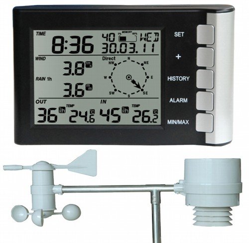 Digitale Funk-Wetterstation ”CTW-600”Thermo, Feuchte, Wind, Regen-Messung