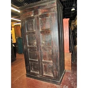 Antique India Teak Doors Armoire Rustic Tv Cabinet Teak Iron by mogulinterior.com
