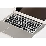 Mosiso&reg; Black Keyboard Cover Silicone Skin for MacBook Air 11.6" Models: A1370 and A1465 - (USA KEYBOARD VERSION) - Black