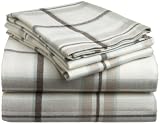 Pinzon 160-Gram Yarn-Dyed Flannel Queen Sheet Set, Serenity Plaid