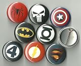 Super Hero Logos Lot of 8 1 Pinback Buttons/Pins