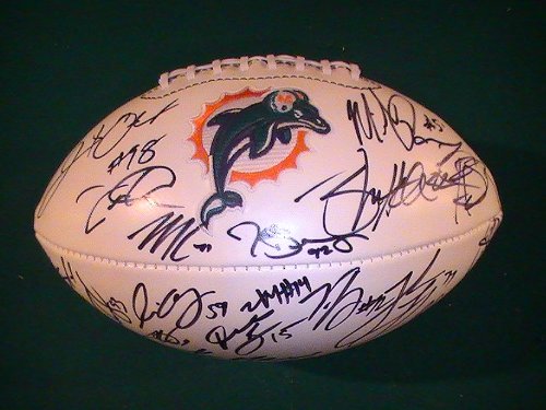 2011 Miami Dolphins Team Signed Autographed Logo Football Chad Henne Coa + Hologram w/ Football Holder