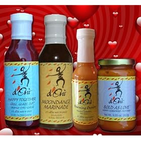 Gift Set For Gourmet Lovers. Love Themed Gift Set. Burning Desire, Bold As Love, Moondance Marinade, Happy Together.