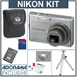 Nikon Coolpix S710 Digital Camera, Silver With 4GB SD Memory Card, Camera Case, Spare EN EL-12 Lithium-Ion Battery, 2 Year Extended Service Coverage, Table Top Tripod, Professional Lens Cleaning Kit