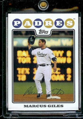 2008 Topps Baseball Cards # 91 Marcus Giles - San Diego Padres - MLB Baseball Trading Card in a Protective Screw Down Display Case
