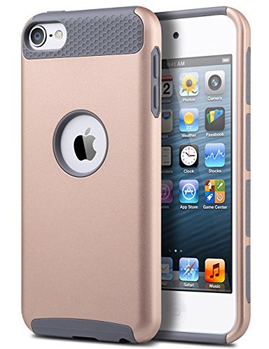 iPod Touch 6 Case,iPod 6 Case,iPod 5 Case,ULAK [Colorful Series] Slim Fit Protective iPod Touch Case 2-Piece Style Hybrid Hard Case Cover for Apple iPod touch 5 6th Generation(Rose Gold + Grey)