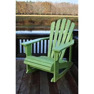 LIME GREEN PAINTED CEDAR ADIRONDACK ROCKER by