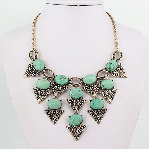 National Sculpture Oval Turquoise Pendant Necklace (Yellow)