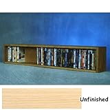 IMAGE OF Solid Oak DVD VHS Wall or Floor Mount Cabinet - 86 DVDs or 45 VHS (Unfinished) (9.25