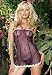  : 2PC Mesh Chemise Sexy Lingerie Intimate Apparel with Velvet Lace Trim and G-String