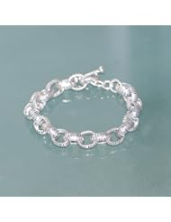 Sterling Silver Oxidized Bracelet Chain Linked Style Womens New Fashion Jewelry