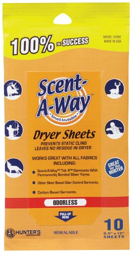 Hunter's Specialties Scent A Way Unscented Dryer Sheets