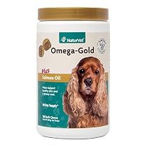 NaturVet Omega-Gold Plus Salmon Oil for Dogs, 180 ct Soft Chews, Made in USA
