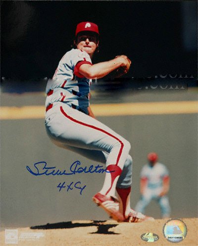 Steve Carlton Philadelphia Phillies 8x10 Autographed Photograph with ''4 Cy'' Inscription