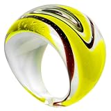 Handmade Yellow Marbled Glass Ring
