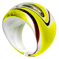 Handmade Yellow Marbled Glass Ring