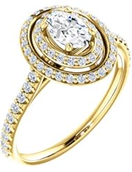 14K Yellow Gold Oval Cut Diamond Double-Halo Ring -- LIFETIME WARRANTY